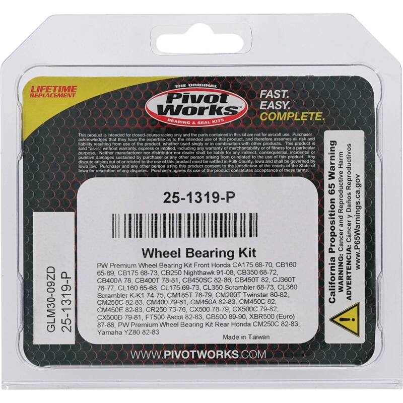 Pivot Works Honda, Yamaha Wheel Bearing Kit Premium Bearings 25-1319-P 25-1319-P Photo - Primary