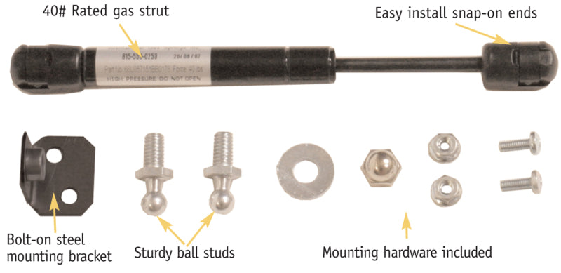 Tuffy Products Tuffy Gas Spring Kit W/Mounting 863 863 Photo - Close Up