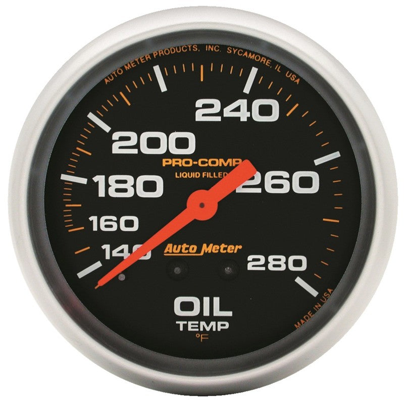 Autometer Gauge, Oil Temp, 2 5/8", 140-280 Deg. F, Liquid Filled Mech, 12ft. 5443 User 1