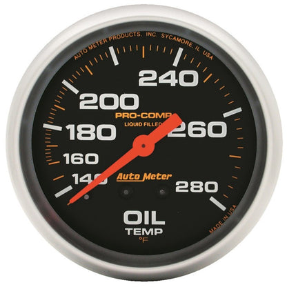 Autometer Gauge, Oil Temp, 2 5/8", 140-280 Deg. F, Liquid Filled Mech, 12ft. 5443 User 1