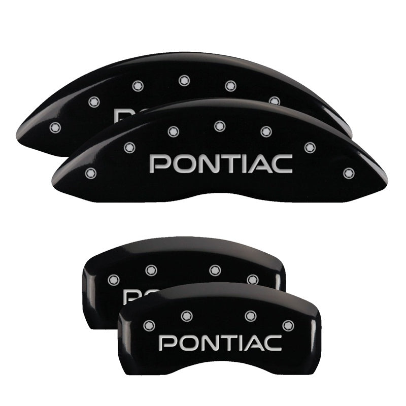 MGP 4 Caliper Covers Engraved Front & Rear Pontiac Black finish silver ch 18031SPOPBK 18031SPOPBK Photo - Primary