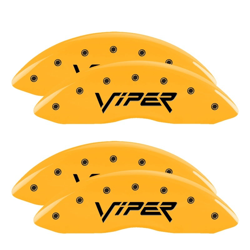 MGP 4 Caliper Covers Engraved Front & Rear Gen 2/Viper Yellow Finish Black Ch 12203SVIPYL 12203SVIPYL Photo - Primary