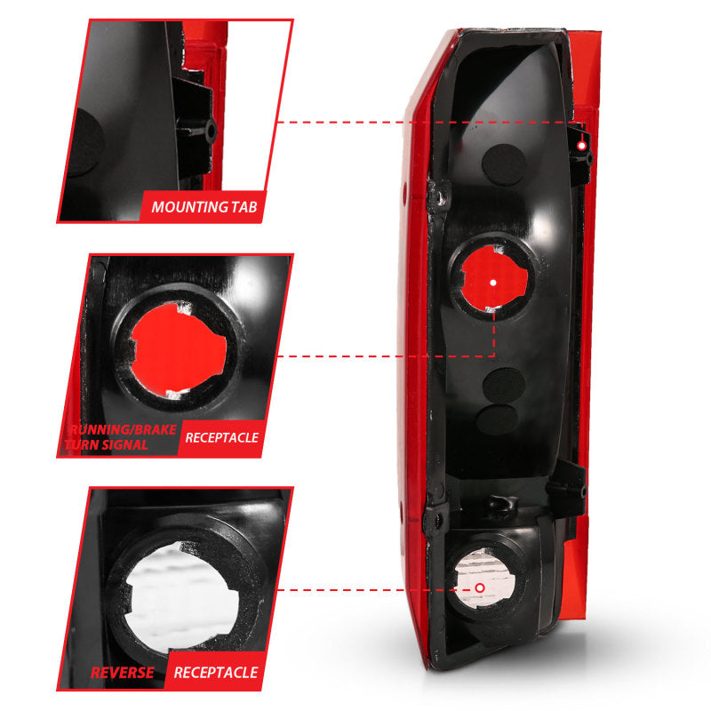 ANZO 1992-1996 Ford Bronco Taillight Red/Clear Lens (OE Replacement) 311306 311306 Photo - Unmounted