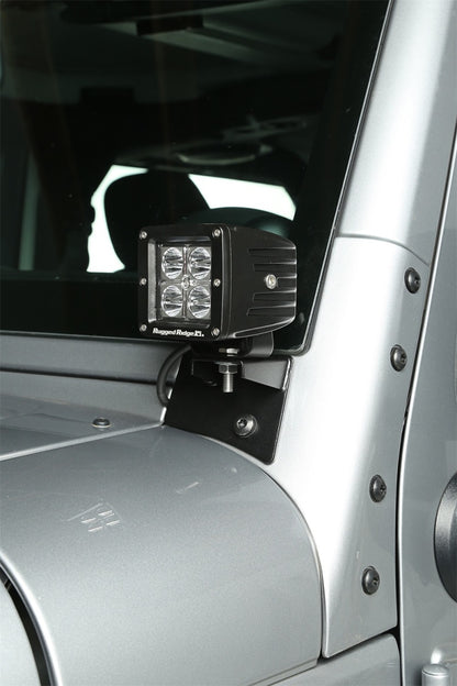 Rugged Ridge Light Mount Bracket Kit,Windshield,Textured Black;07-18 Wrangler JK 11027.04 Photo - Mounted