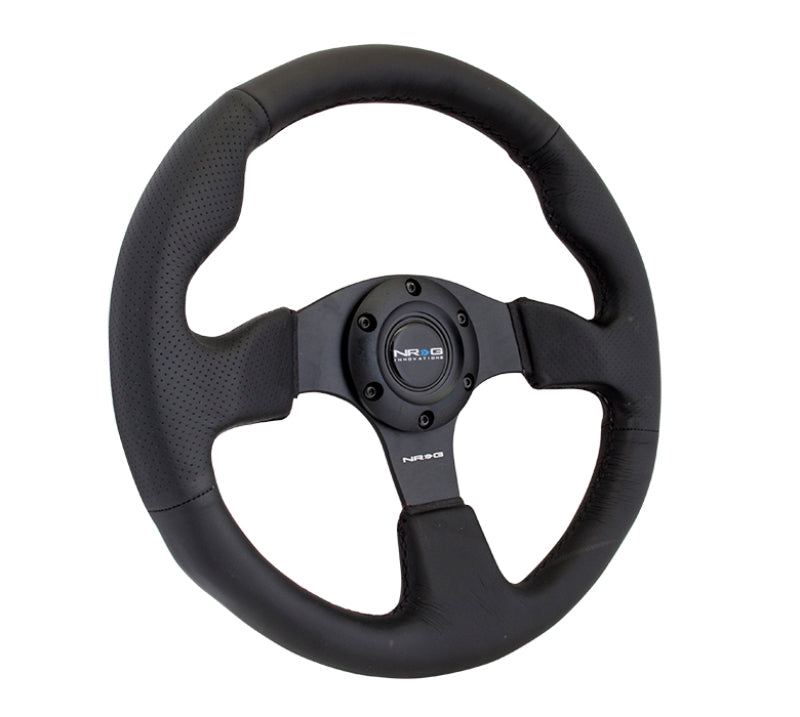 NRG Reinforced Steering Whee-Leather Steering Wheel 320mm w/ Black Stitch RST-012R Photo - Primary