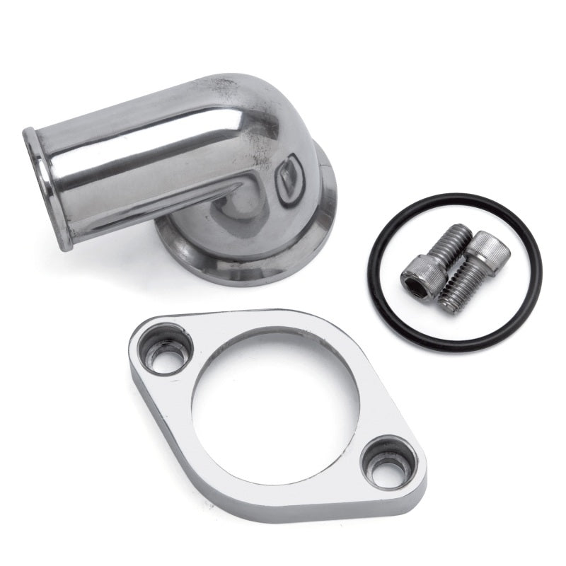 Edelbrock Waterneck, SBC/BBC, 90-degree, Two-Piece, Cast, Swivel, Polished 4818 Photo - Primary