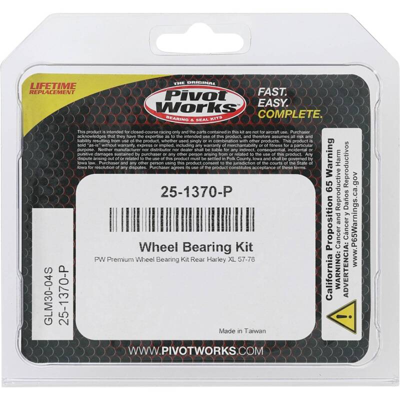 Pivot Works Harley Wheel Bearing Kit Premium Bearings 25-1370-P 25-1370-P Photo - Primary
