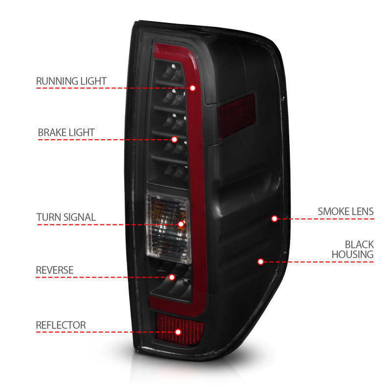 ANZO 2005-2021 Nissan Frontier LED Taillights Black Housing/Smoke Lens 311444 311444 Photo - Unmounted