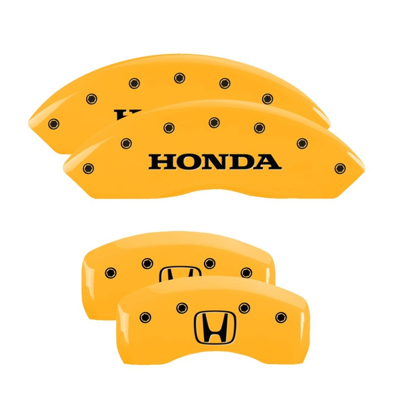 MGP 4 Caliper Covers Engraved Front Honda Rear H Logo Yellow Finish Black Char 2010 Honda Crosstour 20211SHOHYL 20211SHOHYL Photo - Primary