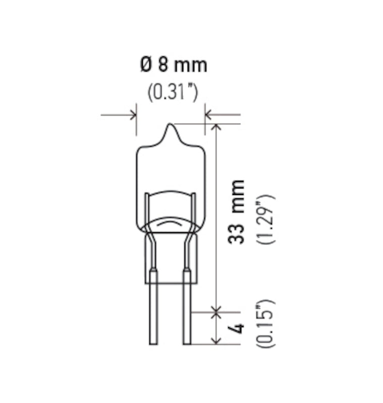Hella Bulb 12V 20W G4 T3 JC20 JC20 Technical Drawing