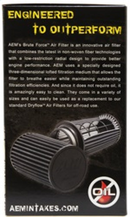 AEM Induction AEM 3.5 inch x 9 inch DryFlow Conical Air Filter 21-2049BF 21-2049BF Photo - in package