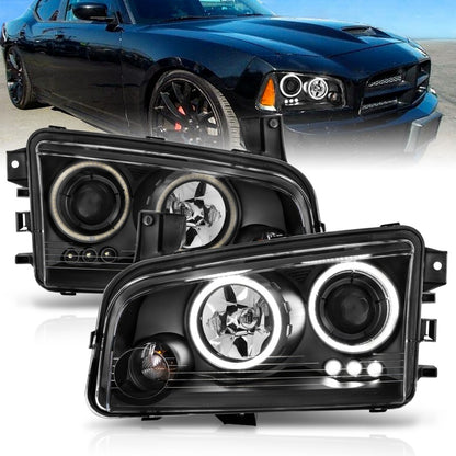 Anzo 2006-2010 Dodge Charger Projector Headlights w/ Halo Chrome (CCFL) 121218 Photo - Primary