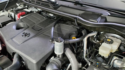 J&L 2022-2023 Toyota Tundra 3.5L Turbo Oil Separator 3.0 Driver Side - Clear Anodized 3115D-C 3115D-C Photo - Close Up