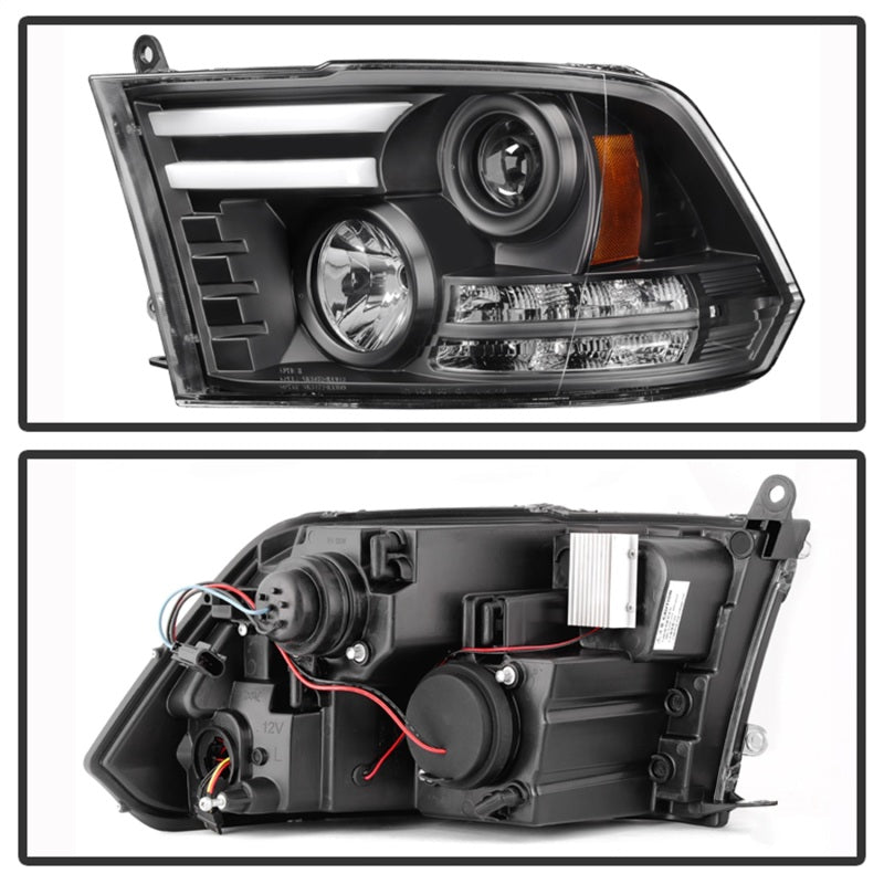 Spyder Dodge Ram 09-12 Projector Headlights Light Bar DRL Black PRO-YD-DR09-LBDRL-BK 5081001 5081001 Photo - Unmounted