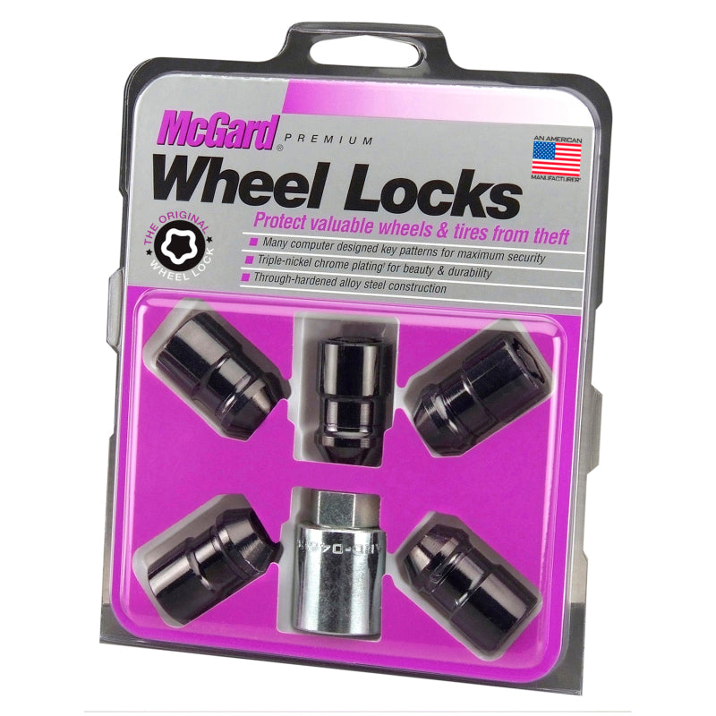 McGard Wheel Lock Nut Set - 5pk. (Cone Seat) M12X1.5 / 3/4 Hex / 1.46in. Length - Black 24526 24526 Photo - in package