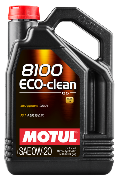 Motul 5L Synthetic Engine Oil 8100 0W20 Eco-Clean 108862 108862 Photo - Primary