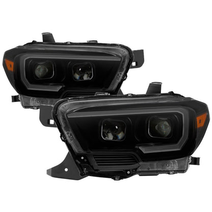 SPYDER xTune 16-18 Toyota Tacoma SR/SR5 DRL Proj Headlights w/Turn Signal - Blk Smk (PRO-JH-TTA16-SR-BSM) 9043000 9043000 Photo - Primary