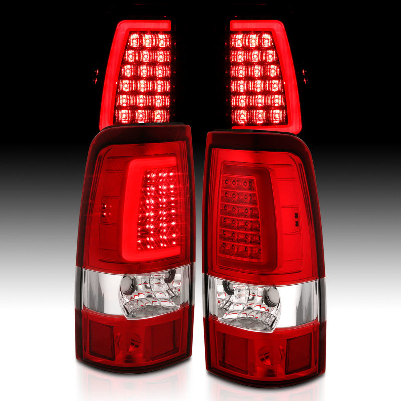 ANZO 1999-2002 Chevy Silverado 1500 LED Taillights Plank Style Chrome With Red/Clear Lens 311332 311332 Photo - Unmounted