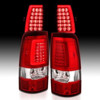 ANZO 1999-2002 Chevy Silverado 1500 LED Taillights Plank Style Chrome With Red/Clear Lens 311332 311332 Photo - Unmounted