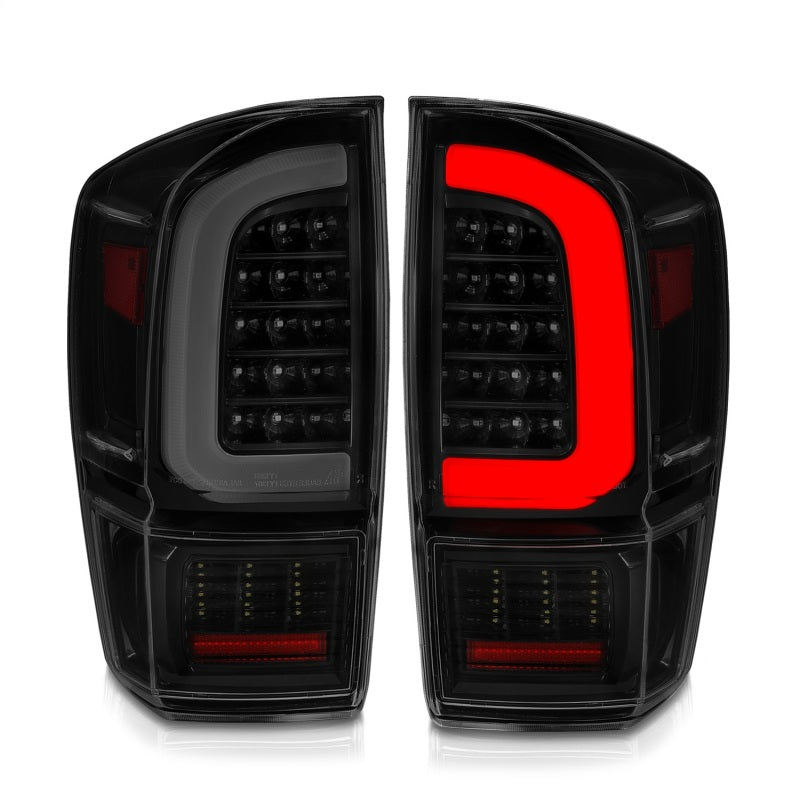 ANZO 16-21 Toyota Tacoma LED Tail Lights - w/ Light Bar Sequential Black Housing & Smoke Lens 311401 311401 Photo - Unmounted