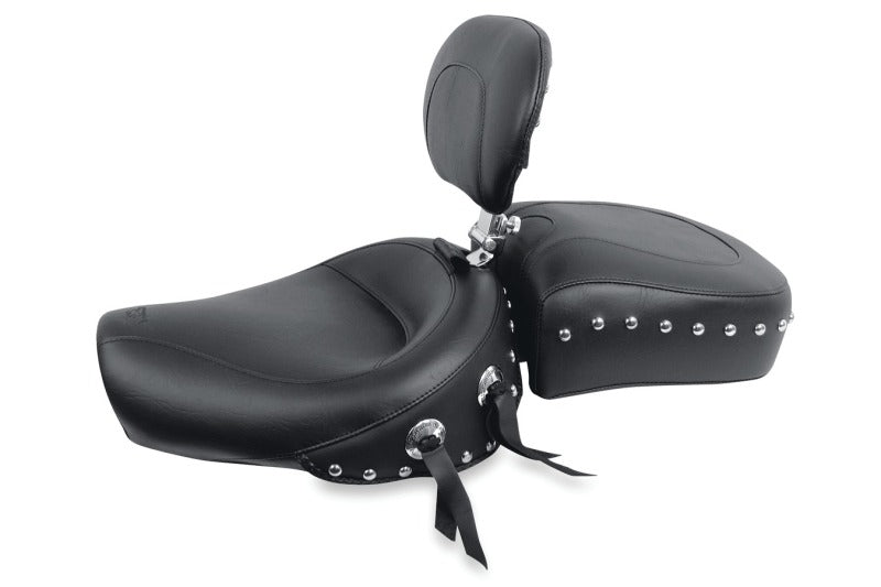 Mustang Motorcycle Mustang 82-03 Harley Sportster Wide Touring Solo Seat w/Driver Backrest Studs - Black 79106 79106 Photo - Primary