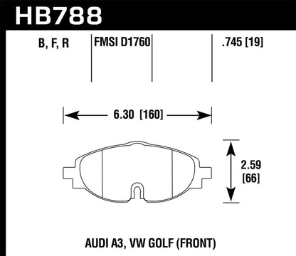 Hawk Performance Hawk 15-17 VW Golf / Audi A3/A3 Quattro Performance Ceramic Street Front Brake Pads HB788Z.745 HB788Z.745 Photo - Primary