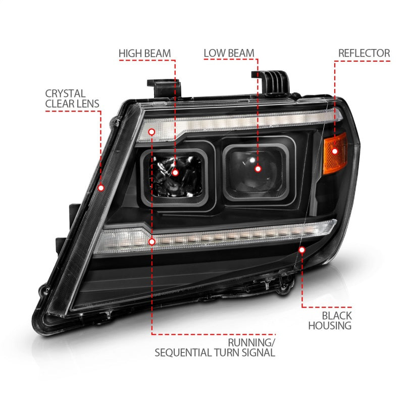 ANZO 09-20 Nissan Frontier Projector Headlights | Sequential & Switchback LED DRL 111597 Photo - Unmounted