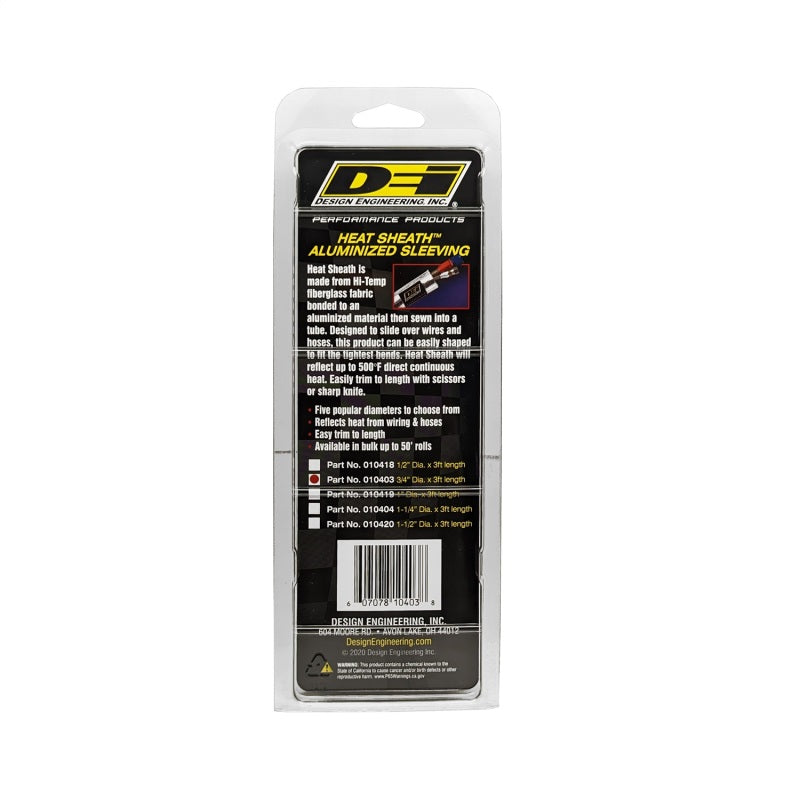 DEI Heat Sheath 3/4in x 3ft - Aluminized Sleeving- Sewn Edge 10403 10403 Photo - Unmounted