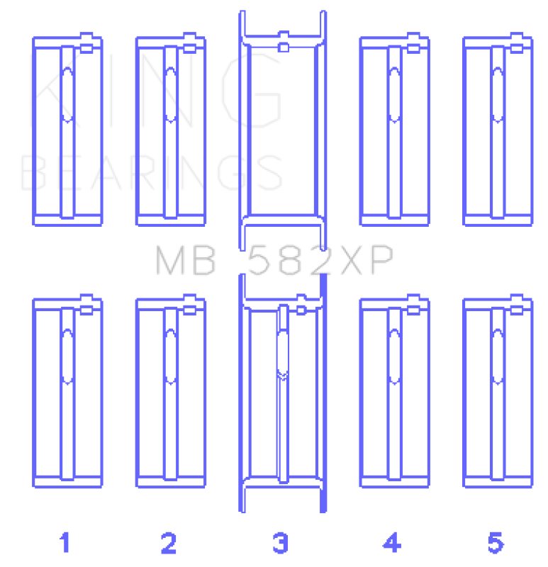 King Engine Bearings King Ford 2.0L/2.3L 8V (Size STD) Performance Main Bearing Set MB582XP MB582XP Photo - Primary