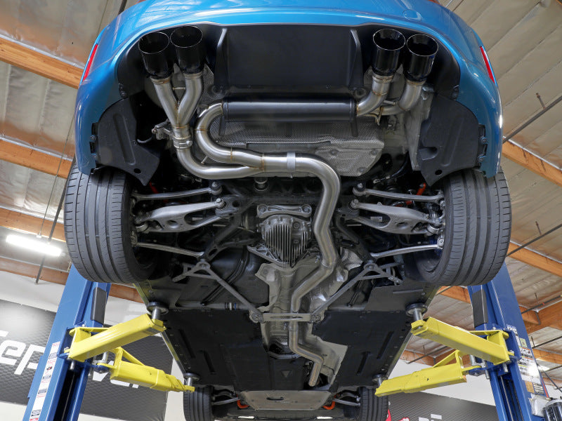 aFe 16-18 BMW M2 L6-3.0L MACH Force-Xp 3in to 2.5in 304 SS Cat-Back Exhaust System-Quad Black Tips 49-36330-1B 49-36330-1B Photo - Mounted
