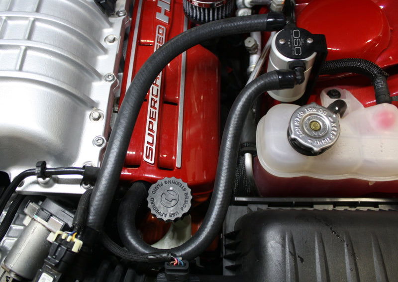 J&L 15-17 Dodge Hellcat 6.2L Hemi Driver Side Oil Separator 3.0 - Clear Anodized 3060D-C 3060D-C Photo - Mounted