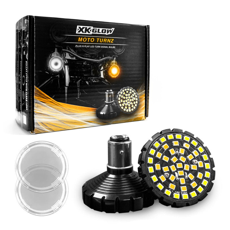 XKGLOW XK Glow Motorcycle Front LED Turn Signal Kit - Bullet Style Clear Lenses XK1157B-WA-C