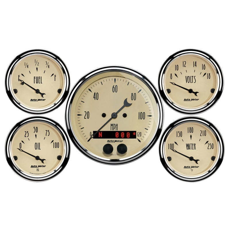 Autometer Antique Beige Gauge Kit w/GPS Speedo ATM1850 1850 Photo - Primary