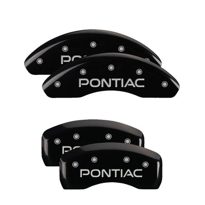 MGP 4 Caliper Covers Engraved Front & Rear Pontiac Black finish silver ch 18026SPOPBK 18026SPOPBK Photo - Primary