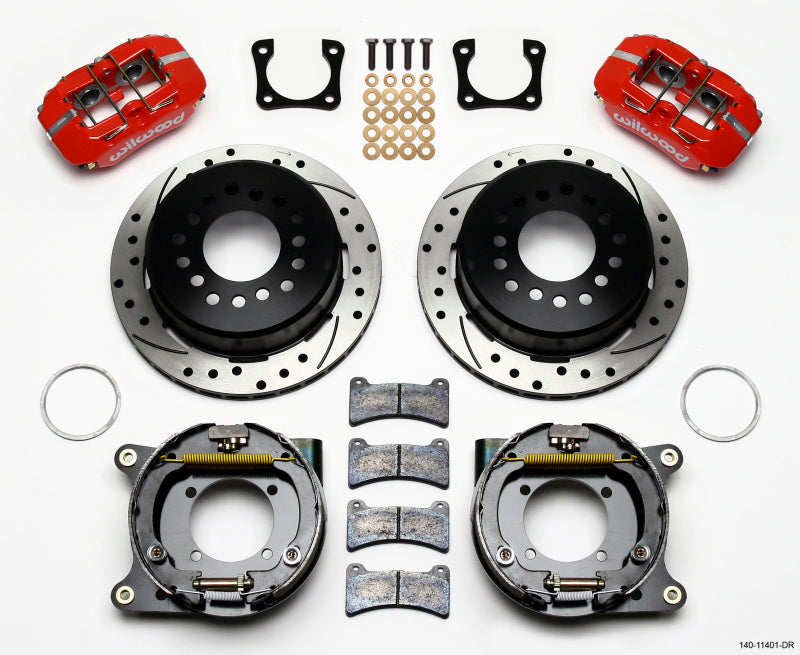 Wilwood Dynapro Low-Profile 11.00in P-Brake Kit Drill-Red Chevy 12 Bolt Spcl 2.81in Offset 140-11401-DR 140-11401-DR Photo - Primary