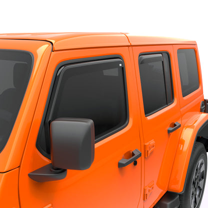 EGR 2018 jeep Wrangler JL SlimLine In-Channel WindowVisors Set of 4 - Dark Smoke 575251 575251 Photo - Primary