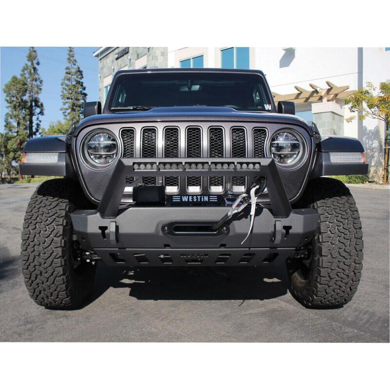 Westin Wj2 Stubby Front Bumper W/Led Light Bar Mount 59-80085 Photo - Mounted