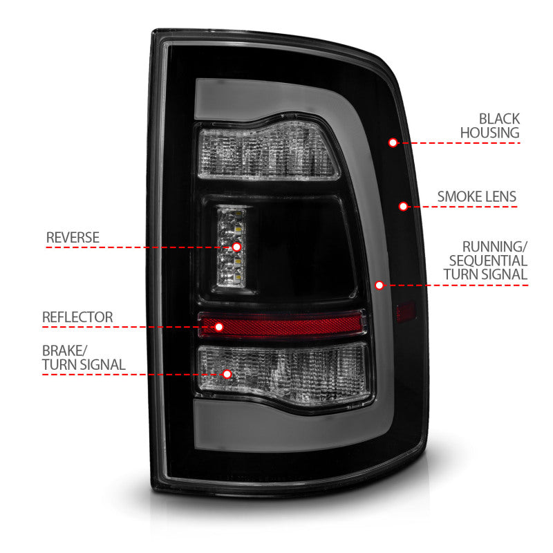 ANZO 09-18 Dodge Ram 1500 Sequential LED Taillights Smoke Black w/Switchback Amber Signal 311472 311472 User 3
