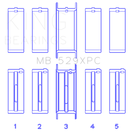 King Engine Bearings King Ford 260CI/289CI/302 5.0L Windsor Coated Crankshaft Main Bearing Set of 5 (Size .010) MB529XPC010 MB529XPC010 Photo - Primary
