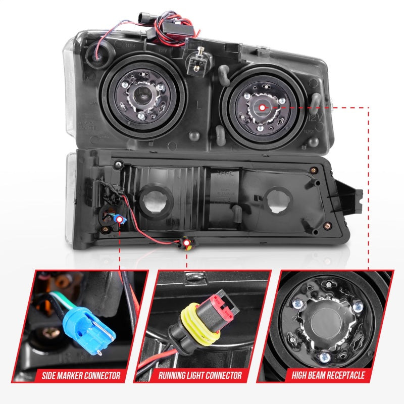 ANZO 2003-2006 Chevrolet Silverado 1500 Crystal Headlights w/ Light Bar Chrome Housing 111502 111502 Photo - Unmounted