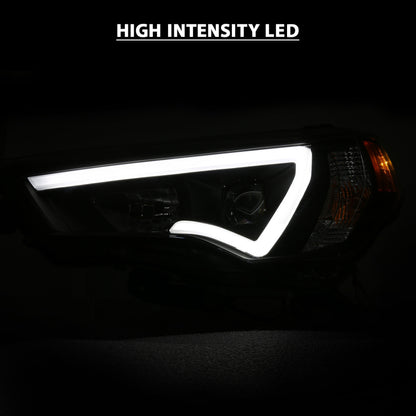 ANZO 14-18 Toyota 4 Runner Plank Style Projector Headlights Black w/ Amber 111416 111416 Photo - Unmounted