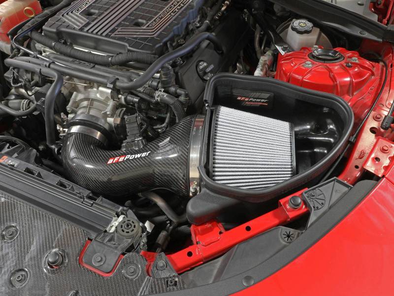 aFe 17-12 Chevrolet Camaro ZL1 (6.2L-V8) Track Series Carbon Fiber CAI System w/ Pro-DRY S Filters 57-10018D 57-10018D Photo - Mounted