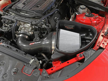 aFe 17-12 Chevrolet Camaro ZL1 (6.2L-V8) Track Series Carbon Fiber CAI System w/ Pro-DRY S Filters 57-10018D 57-10018D Photo - Mounted