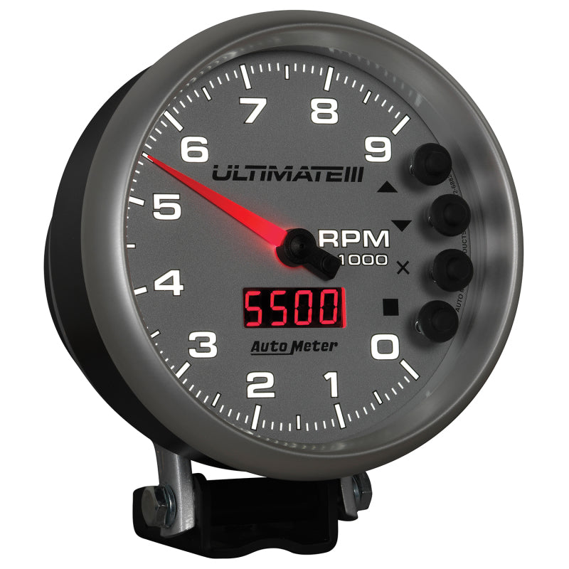 Autometer 5 inch Ultimate III Playback Tachometer 9000 RPM - Silver 6882 6882 User 6