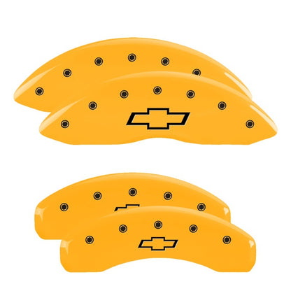 MGP 4 Caliper Covers Engraved Front & Rear Bowtie Yellow finish black ch 14005SBOWYL 14005SBOWYL Photo - Primary