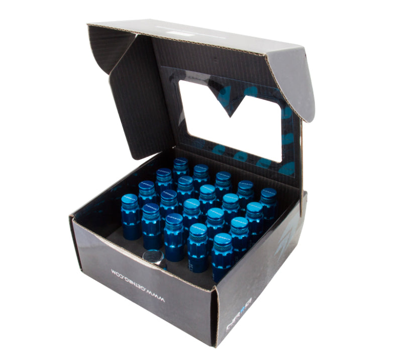 NRG NEW Steel Lug Nut w/ Dust Cap Cover M12 x 1.5 Set 21 pc Blue w/ Locks LN-LS700BL-21 Photo - Primary