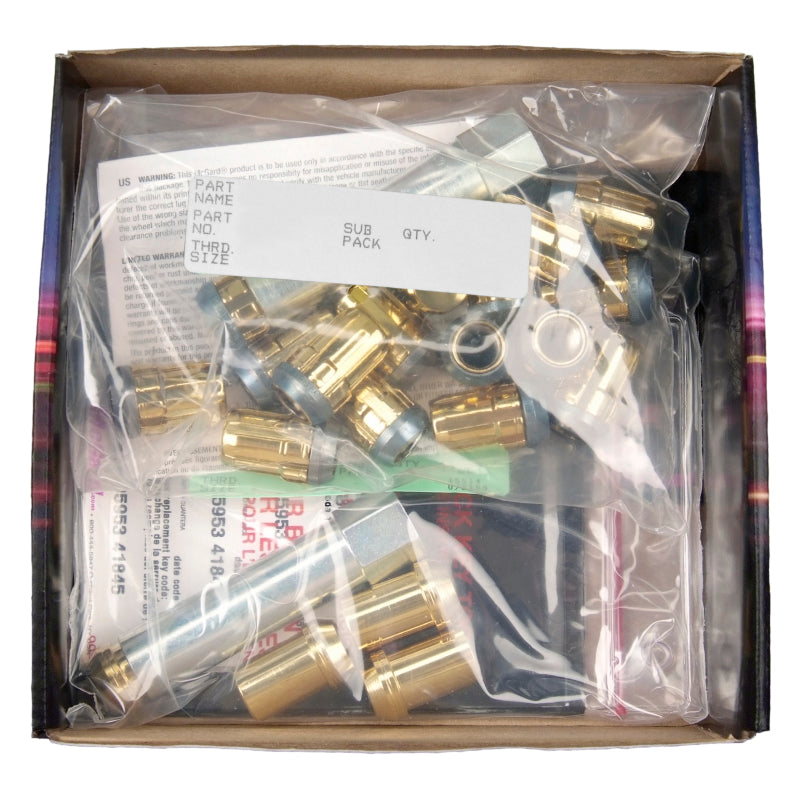 McGard SplineDrive Tuner 5 Lug Install Kit w/Locks & Tool (Cone) M12X1.25 / 13/16 Hex - Gold 65554GD 65554GD Photo - in package