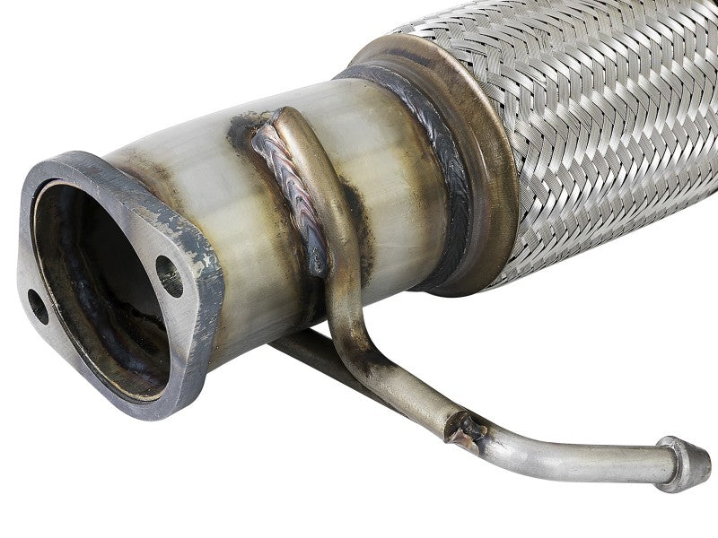 aFe Power Twisted Steel SS304 Downpipe 2.5in w/Cat 17-18 Hyundai Elantra L4-1.6L (t) 48-37001-1HC 48-37001-1HC Photo - Close Up