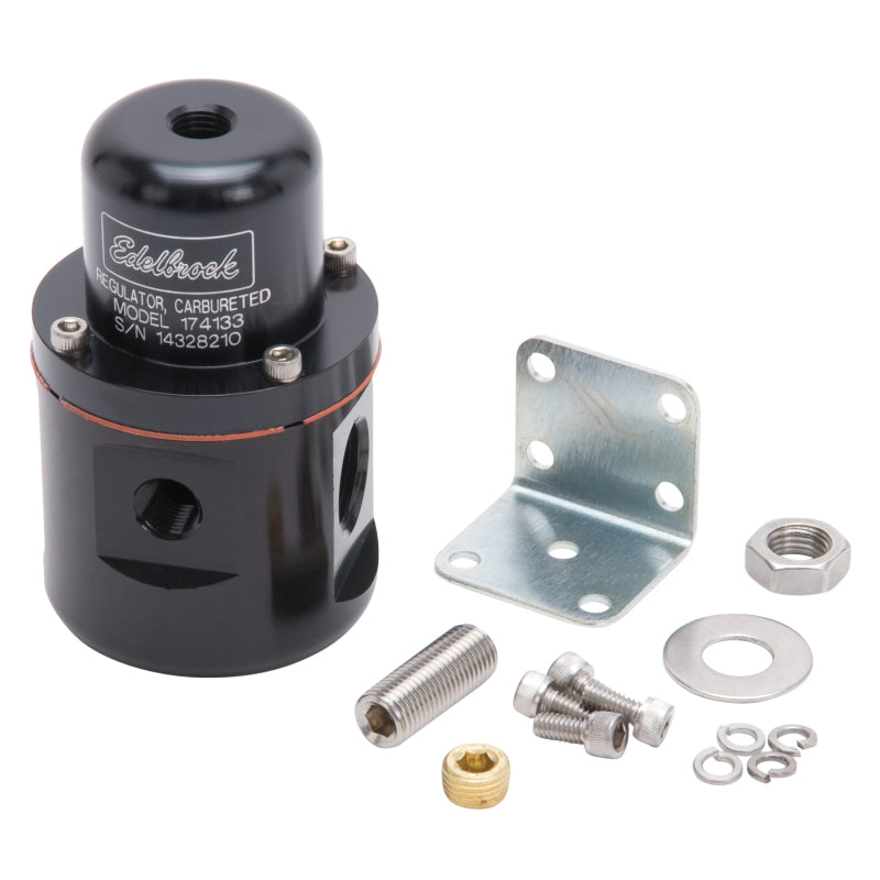 Edelbrock Fuel Pressure Regulator, Carbureted, 160 GPH, 5-10 PSI, 3/8" IN/OUT, 3 174133 Photo - Primary