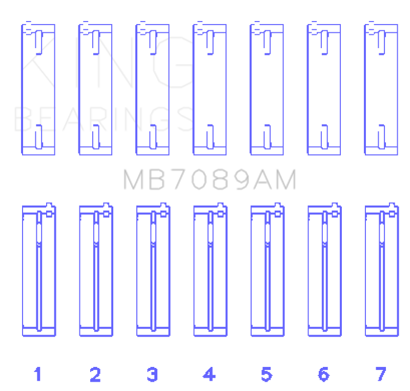 King Engine Bearings King Audi/Volkswagen ABV/AES/AUE Crankshaft Main Bearing Set (Set of 7) (Standard Size) MB7089AM MB7089AM Photo - Primary